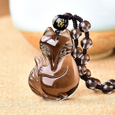 Natural Ice Obsidian FOX ,' BENEVOLENCE' Necklace